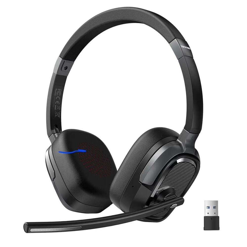 Wireless Headset with 50H Playtime & Mute for Office or Truckers